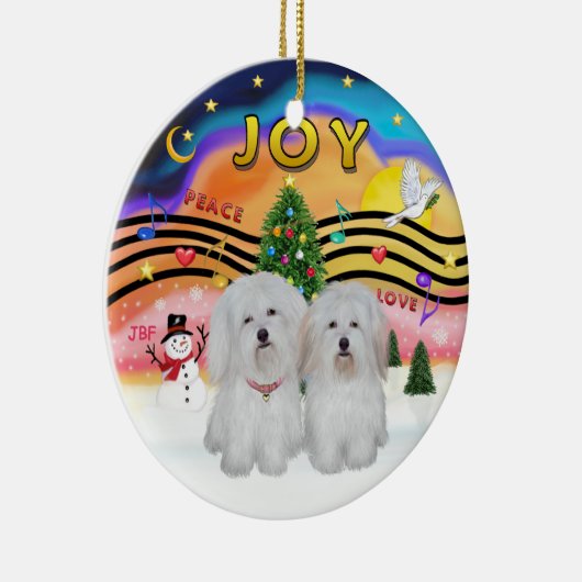 Xmas Music 2 - Coton de Tulear (TWO) Keramisch Ornament (Rechts)