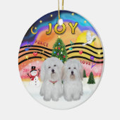 Xmas Music 2 - Coton de Tulear (TWO) Keramisch Ornament (Links)