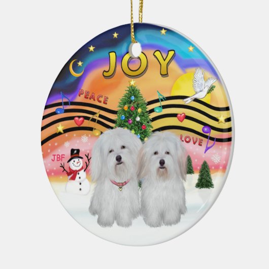 Xmas Music 2 - Coton de Tulear (TWO) Keramisch Ornament (Links)
