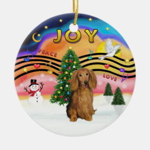 Xmas Music 2 - Dachshund (lg H, sable) Keramisch Ornament