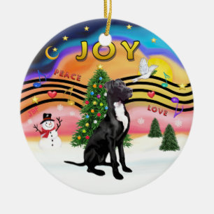 Xmas Music 2 - Dogue Deense (zwart-natuurlijk) Keramisch Ornament