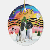 Xmas Music 2 - Engelse Springers (2 zwart-wit) Keramisch Ornament (Links)