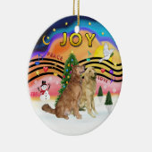 Xmas Music 2 - Golden Retrievers (2) Keramisch Ornament (Rechts)
