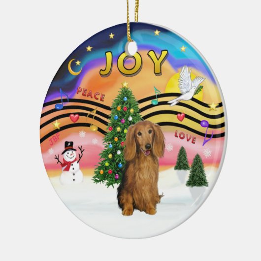 Xmas Music 2 - Teckel (lg H, sable) Keramisch Ornament (Links)