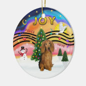 Xmas Music 2 - Teckel (lg H, sable) Keramisch Ornament (Links)