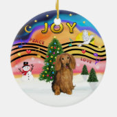 Xmas Music 2 - Teckel (lg H, sable) Keramisch Ornament (Achterkant)