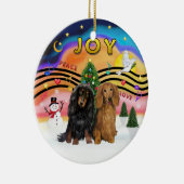 Xmas Music 2 - Teckel (twee langharige) Keramisch Ornament (Rechts)