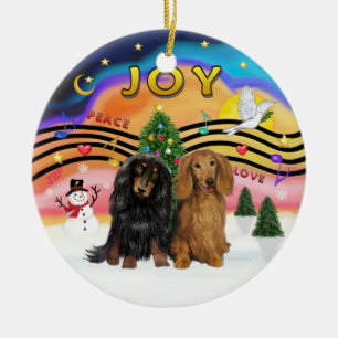 Xmas Music 2 - Teckel (twee langharige) Keramisch Ornament