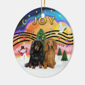 Xmas Music 2 - Teckel (twee langharige) Keramisch Ornament (Links)