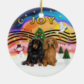 Xmas Music 2 - Teckel (twee langharige) Keramisch Ornament (Achterkant)