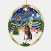 Xmas Music 3 - Rode Dobermann Keramisch Ornament (Links)