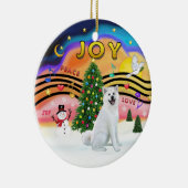 Xmas Music - Akita (wit) Keramisch Ornament (Rechts)
