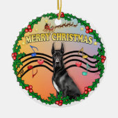Xmas Music (gr) - Black Great Dane Keramisch Ornament (Voorkant)
