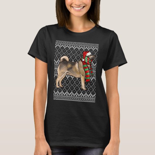 Xmas Norway Elkhound Santa Pet Ugly Chris T-shirt (Voorkant)