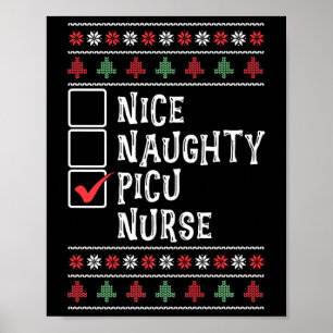 Xmas Nursing Healthcare Worker Picu Nurse Kerstmis Poster