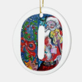 XMAS O LETTER/SANTA CLAUS MET VIOLIN MONOGRAM KERAMISCH ORNAMENT (Links)