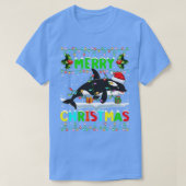 Xmas Orca Fish Lighting Santa Hat Merry Kerstmis T-shirt (Design voorkant)