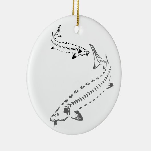 >XMAS ORNAMENT -STURGEON FISH -DUBBELE TRIBAL (Rechts)