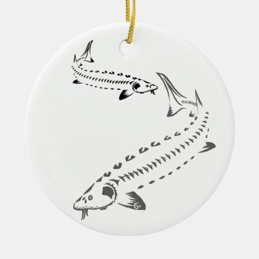 >XMAS ORNAMENT -STURGEON FISH -DUBBELE TRIBAL (Voorkant)