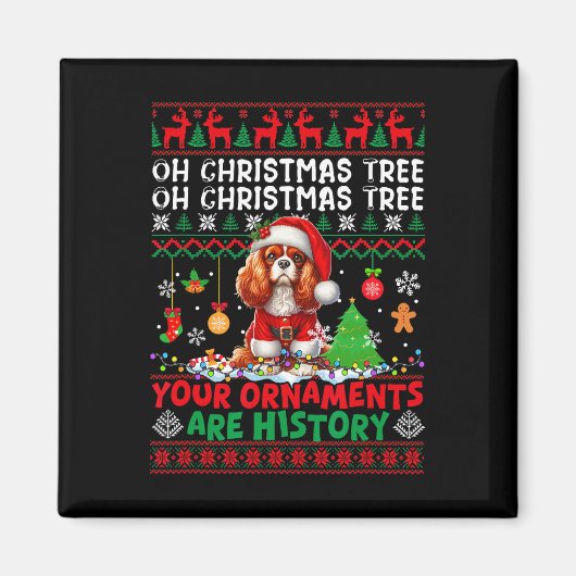 Xmas Ornamenten zijn geschiedenis Cavalier King Ch Magneet (Voorkant)