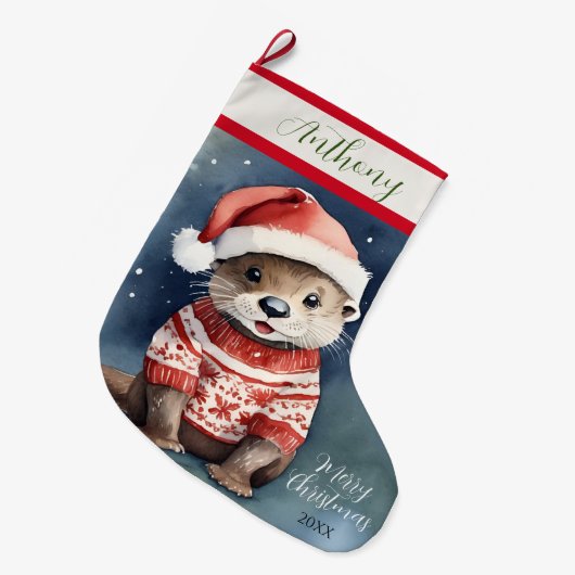 Xmas Otter Grote Kerstsok (Voorkant (Hangend))