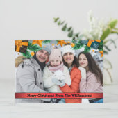 Xmas Packages Pine Boughs Lijst kerstfoto Feestdagenkaart (Staand voorkant)