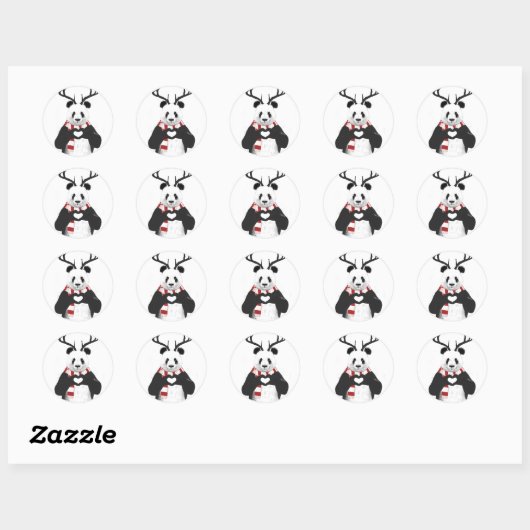 Xmas panda ronde sticker (Vel)
