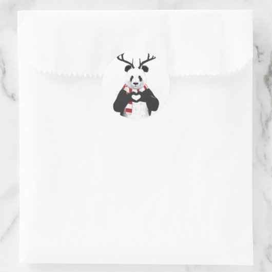 Xmas panda ronde sticker (Tas)