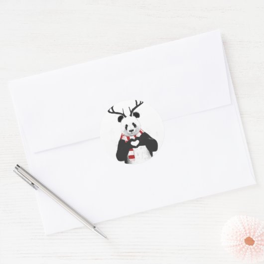 Xmas panda ronde sticker (Envelop)