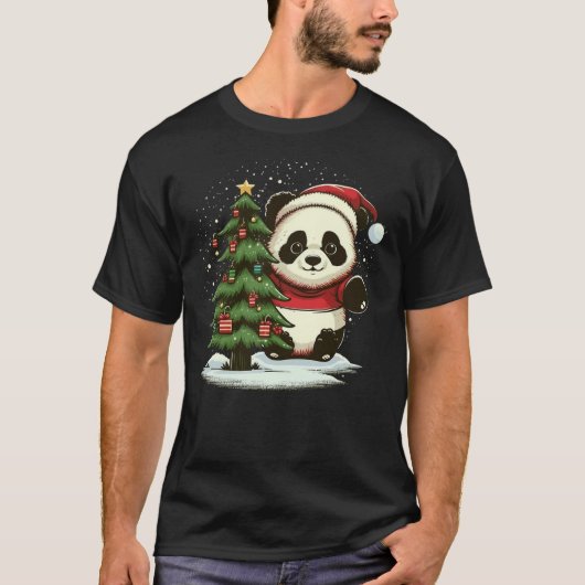 Xmas Panda Santa on Christmas Panda T-shirt (Voorkant)