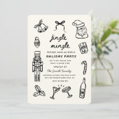 Xmas Party Holiday Hand Drawn Funky Handwritting Kaart (Staand voorkant)