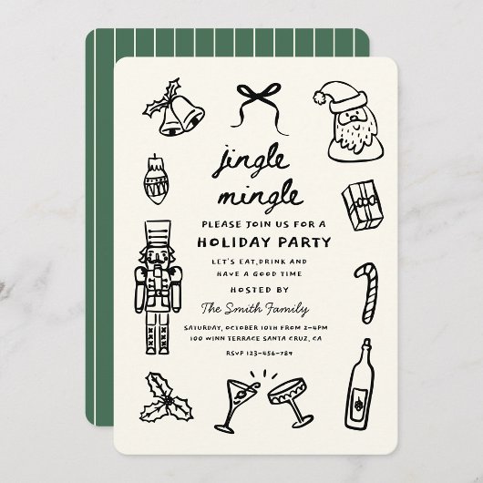 Xmas Party Holiday Hand Drawn Funky Handwritting Kaart