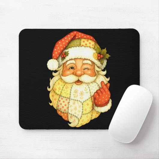 Xmas Patchwork Santa Claus Christmas Funny Mens Wo Muismat (Met muis)