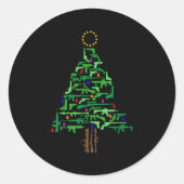 Xmas Patriotic 2nd Amendment Gun Christmas Tree  Ronde Sticker (Voorkant)