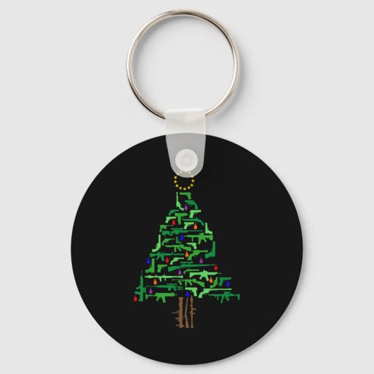 Xmas Patriotic 2nd Amendment Gun Christmas Tree  Sleutelhanger (Voorkant)