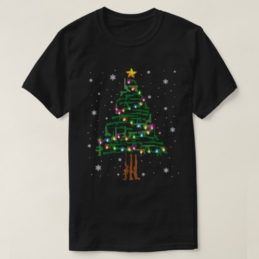 Xmas Patriotic 2nd Amendment Gun Christmas Tree T-shirt (Design voorkant)