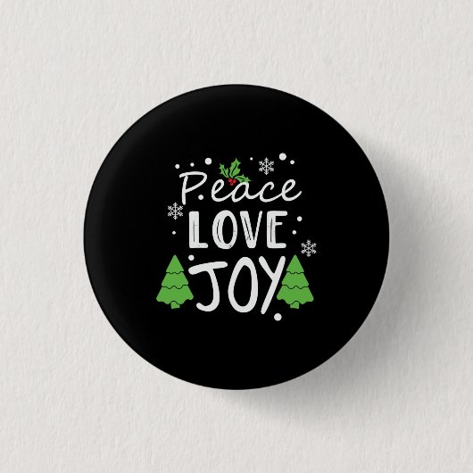 Xmas Peace Love Joy Ronde Button 3,2 Cm (Voorkant)