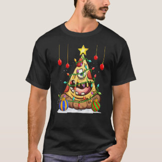 Xmas pizzaeten Lichten versieren de kerstboom T-shirt