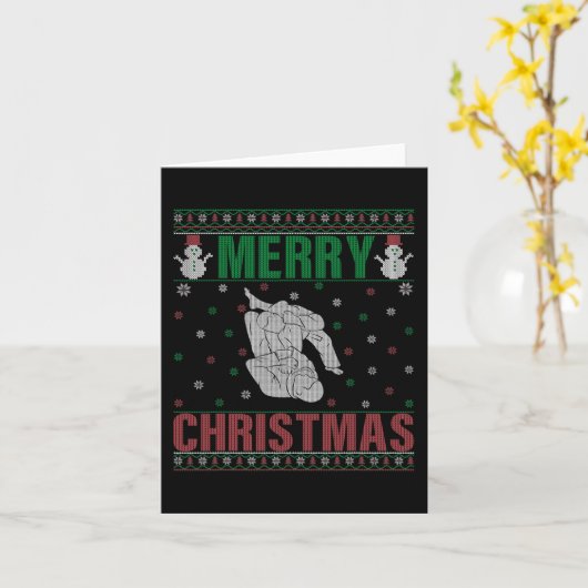 Xmas PJS Matching Jiu Jitsu Fighter Lelijke Kerstm Kaart (Gele Bloem)