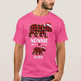 Xmas Plaid Bear Nonnie Baby Polar Pregnancy Announ T-shirt