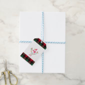 XMAS PLAID ONTWERP MET SNEEUWPOP EN KERSTLICHT CADEAULABEL (Met Touw)