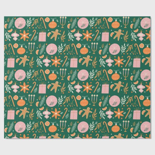 Xmas plant Vakantie Noel Christmas Wrapping Cadeaupapier (Vlak)