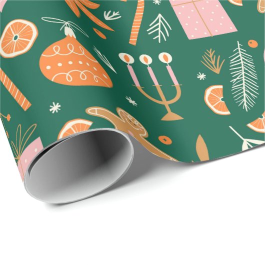Xmas plant Vakantie Noel Christmas Wrapping Cadeaupapier (Rol Hoek)