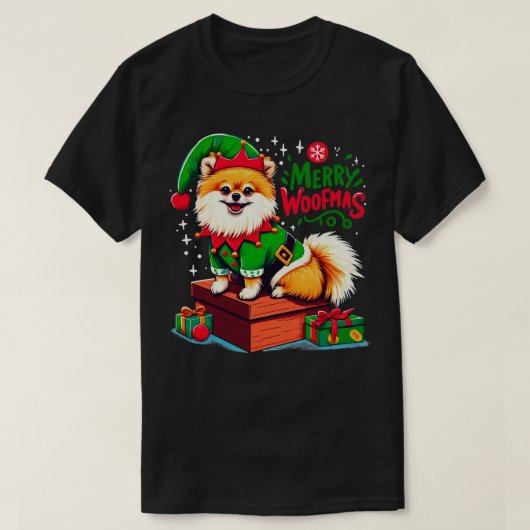 Xmas Pomeranian T-shirt (Design voorkant)