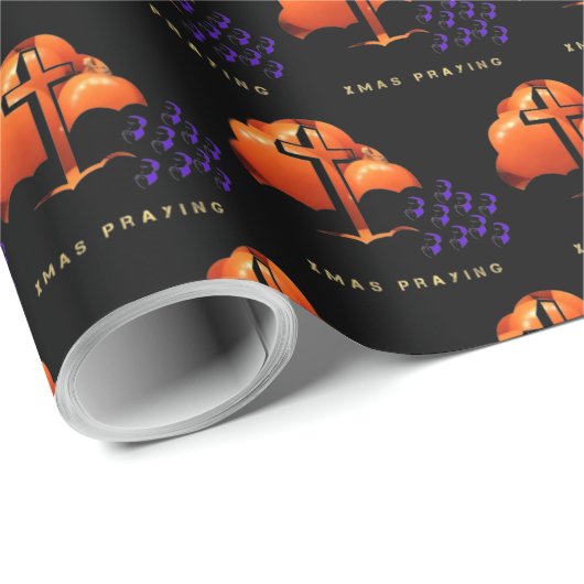 Xmas Praying black Cadeaupapier (Rol Hoek)