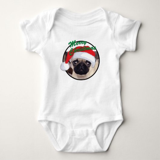 Xmas Pug - Baby Jersey Bodysuit (Voorkant)