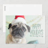 Xmas Pug Feestdagenkaart (Voorkant / Achterkant)