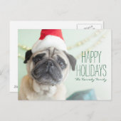 Xmas Pug Feestdagenkaart (Voorkant / Achterkant)
