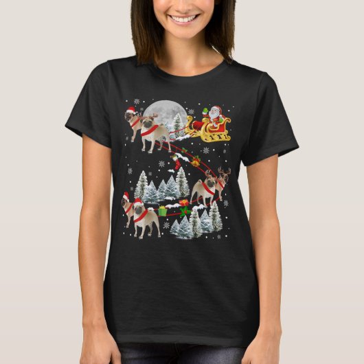 Xmas Pug Sledge Christmas Sledge Santa Dog  T-shirt (Voorkant)