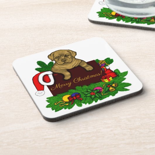 XMas Puppy Bier Onderzetter (Linkerzijde)